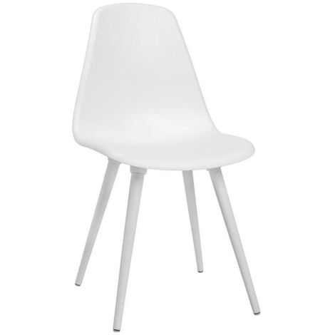 Chaise polyvalente blanche, pieds en bois blanc, lot de 2 pièces en carton (1/4)