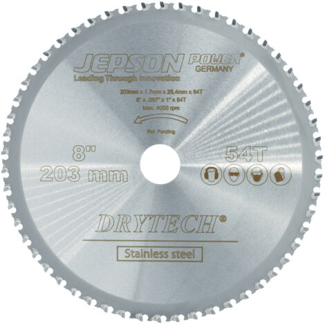 Lame de scie métallique Drytech®HM203/54Z D.203mm B.1,2mm trou HM D.25,4mm Z.54 (1/2)