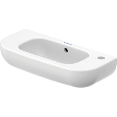 Duravit – Lavabo de main rectangulaire 500x220mm – Blanc brillant – 1 trou pour robinet – Fixation murale – Émaillé pour durabilité (1/7)