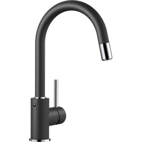 Blanco – Mitigeur de cuisine avec douchette extractible – Finition anthracite/chrome – Bec pivotant 360° – Cartouche céramique – 521455
