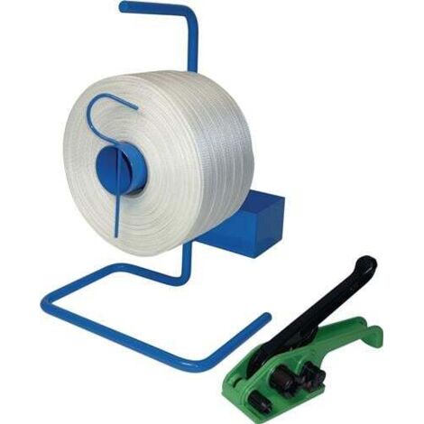Kit de cerclage, sangle de 500 m, largeur de sangle de 25 mm, avec distributeur portable (1/2)