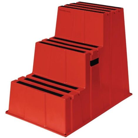 Escabeau robuste, 3 marches, hauteur de plateforme 730 mm, rouge cuivré (1/3)