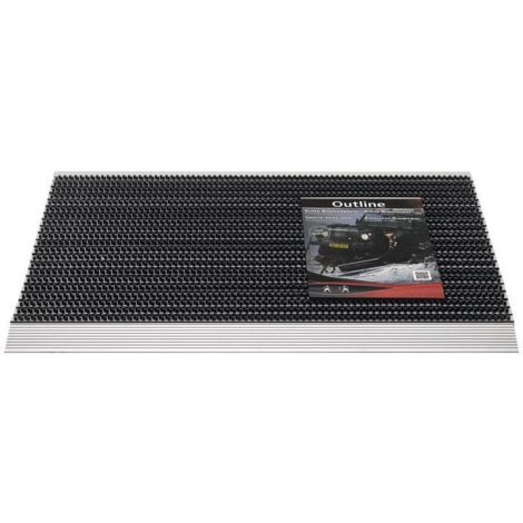 Tapis de porte avec bordure en aluminium, noir/argent, PP/aluminium, L500 x l800 x P22 mm (1/2)