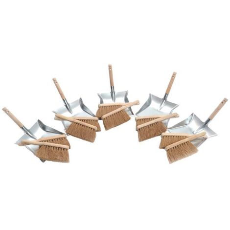 Ensemble pelle à poussière avec 10 brosses à main en bois et noix de coco, 5 pelles à poussière (1/2)