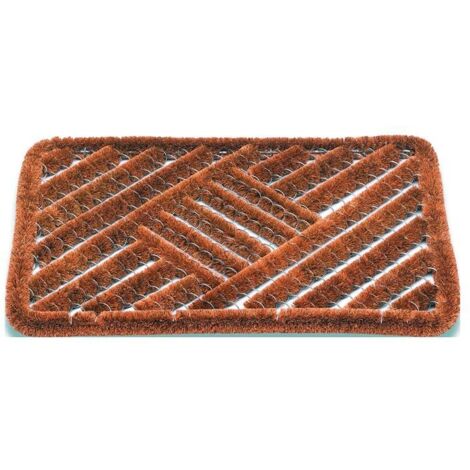 Paillasson en coco naturel et acier – Dimensions 390x590x30 mm – Pour extérieur – Résistant aux intempéries et à l'usure - L390xl590xS30