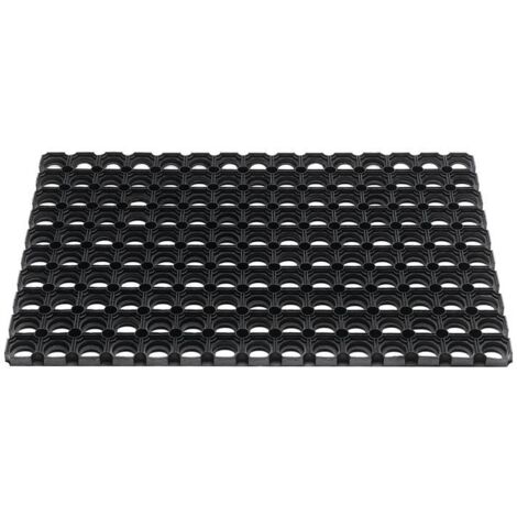 Paillasson caoutchouc à bagues ouvertes noir – Dimensions 400x600x22 mm – Pour extérieur – Résistant à l'humidité et à la saleté - L400xl600xS22