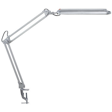 Lampe de bureau, métal/cuivre, argent, hauteur max. 380 mm, avec pince de table et LED. (1/4)