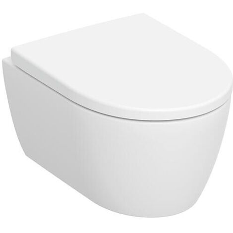Geberit – Set WC suspendu Rimfree 36x38x49 cm – Abattant Duroplast avec charnières EasyMount – Fixation invisible pour petites salles de bains