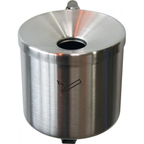 Cendrier de sécurité Ø150xH145mm de couleur argentée avec dispositif d'inclinaison (1/2)