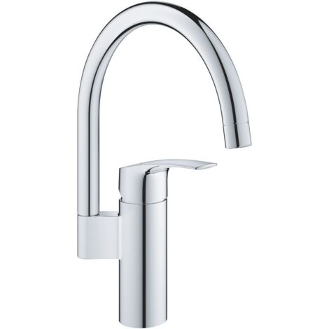 Mitigeur monocommandé pour évier – Saillie 183 mm – Bec haut avec mousseur – Limiteur de température intégré – Cartouche céramique GROHE SilkMove (1/7)