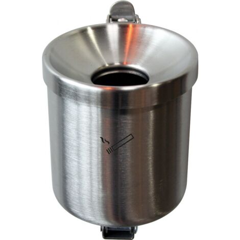Cendrier de sécurité Ø90xH100mm de couleur argentée avec dispositif d'inclinaison