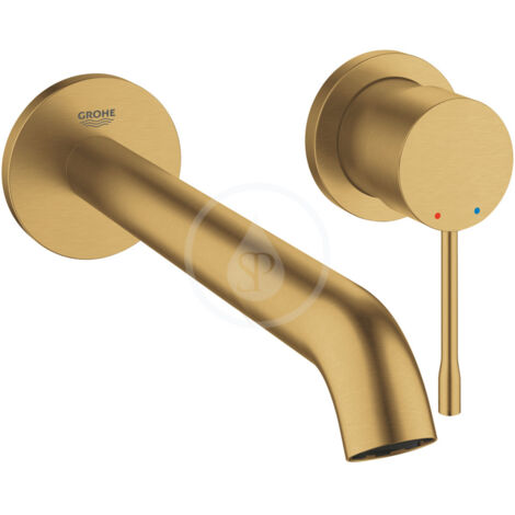 Grohe – Mitigeur de lavabo mural 2 trous – Finition métal Cool Sunrise brossé – Longueur bec 230mm – Technologie EcoJoy 5 l/min - 19967GN1 (1/6)