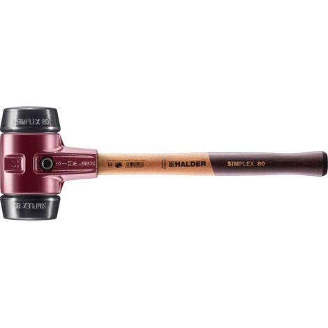 Maillet HALDER SIMPLEX Caoutchouc chargé avec boîtier en fonte malléable et manche en bois - D=80 mm - 3002.080