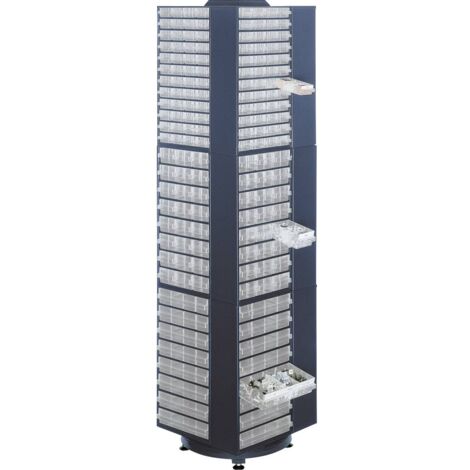 Colonne rotative pour tiroirs 12 niveaux – Acier 1760 mm – Charge maximale 11.5 kg – Pour rangement optimisé – Raaco