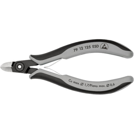 KNIPEX 79 12 125 ESD Pince coupante de côté de précision pour l’électronique ESD avec poignées multimatières brunie 125 mm