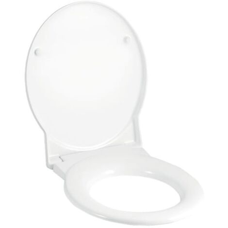 Siège WC GE Joly, blanc, charnières chromées avec fermeture automatique (1/2)