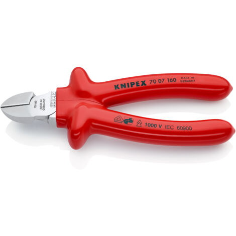 KNIPEX 70 07 160 Pince coupante de côté isolées par surmoulage, certifiées VDE chromée 160 mm
