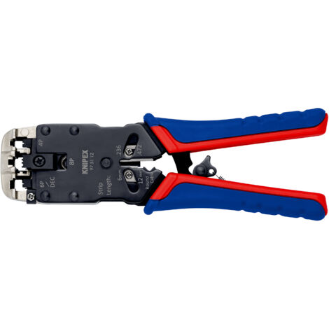 KNIPEX 97 51 12 Pince à sertir pour fiches Western avec poignées multimatières brunie 200 mm