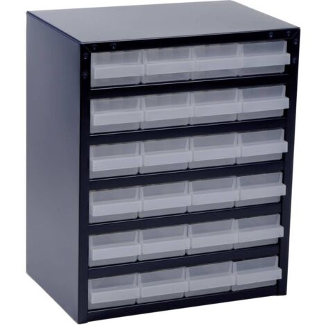 Magasin de petites pièces B357xL255xH435mm en acier galvanisé, 24 tiroirs (1/3)