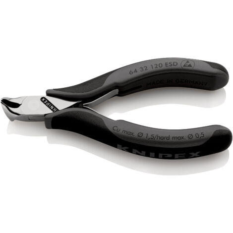 KNIPEX 64 32 120 ESD Pince coupante de devant pour l'électronique ESD avec poignées multimatières 120 mm (1/3)