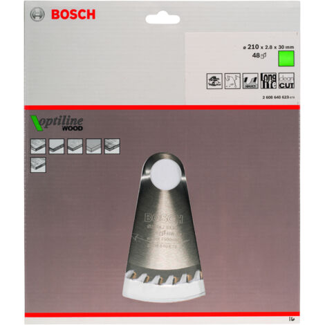 Bosch – Lame de scie circulaire 210mm – Alésage 30mm – 48 dents pour bois dur – Acier SK5 – 2608640623