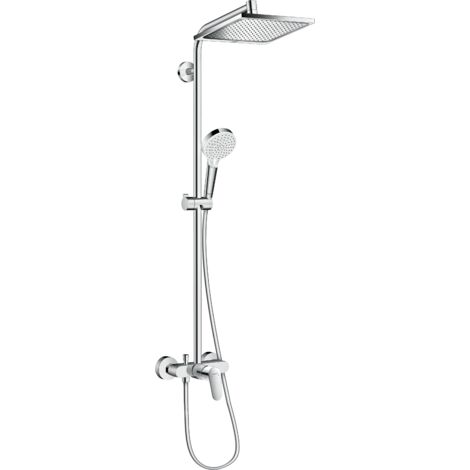 Hansgrohe – Set de douche Showerpipe E 240 – Douche de tête 240x240mm – 1 jet Rain – Bras de douche 350mm – Mitigeur – 27284000