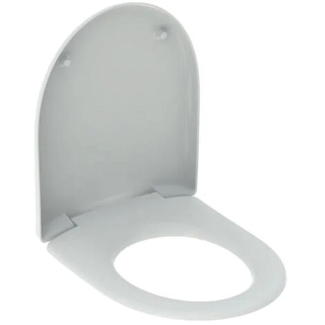 Geberit – Abattant WC antibactérien en Duroplast – Fixation par le bas – Charnières en acier inoxydable – Blanc – Dimensions 45.5x37x6 cm