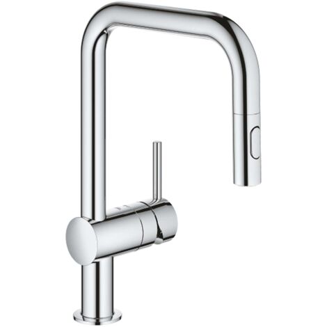 Grohe – Mitigeur de cuisine monocommande 32322002 – Finition chrome – Bec en 'L' pivotant 360° – Douchette extractible 2 jets – Cartouche céramique 46 mm