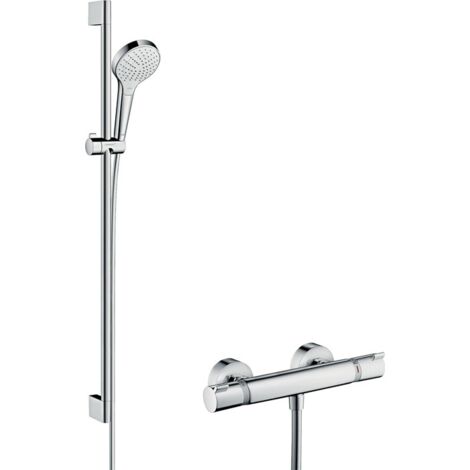 Hansgrohe – Système de douche en surface Croma Select S Vario – Douchette à main avec 3 jets – Barre de douche 90 cm – Flexible 1,60 m