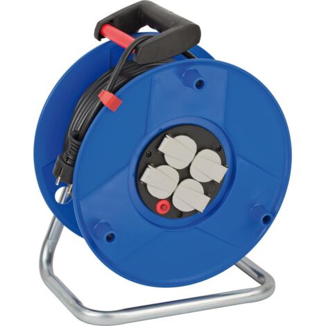 Brennenstuhl – Enrouleur électrique 50m H05VV-F 3G1,5 – 4 prises SCHUKO avec protection thermique – Indice IP20 pour usage intérieur