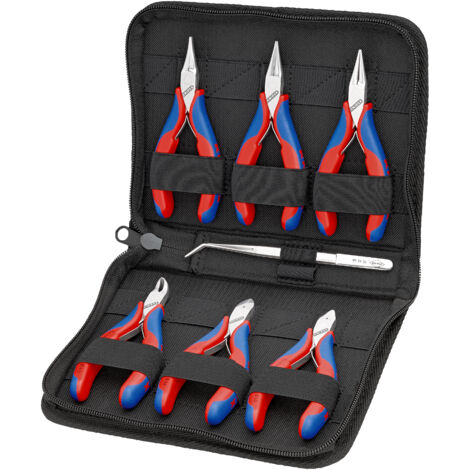 KNIPEX 00 20 16 Jeu de pinces électroniques avec outils pour travaux sur composants électroniques 7 outils 215 mm