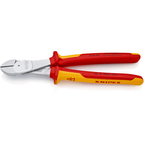 KNIPEX 74 06 250 Pince coupante de côté à forte démultiplication isolées par gaines bi-matière, certifiées VDE chromée 250 mm