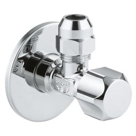 Grohe – Robinet équerre d'arrêt mâle 1/2'' – Finition métal – Sortie 1/2'' et 3/8'' – Raccord mural – 22018000