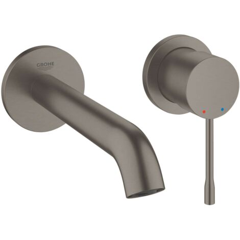 Mitigeur de lavabo mural 2 trous – Finition graphite brossé – Longueur bec 183mm – Débit 5,7 l/min – Technologie GROHE EcoJoy - 19408AL1 (1/7)
