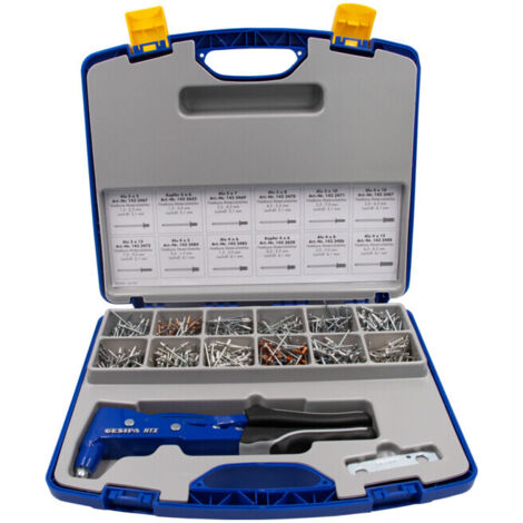 Kit de rivets aveugles, boîte de rangement 942 pièces, en mallette en plastique