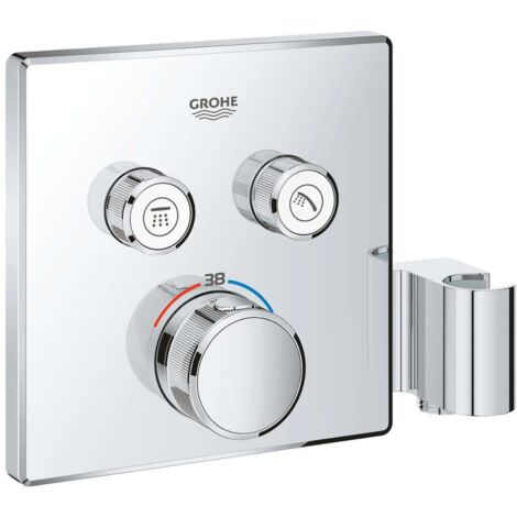 Mitigeur de douche encastré carré – 2 réglages intégrés – Support de fixation chromé – Technologie GROHE TurboStat