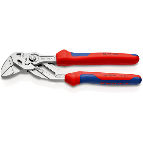 KNIPEX 86 05 180 Pince-clé pince et clé à la fois avec poignées multimatières chromée 180 mm