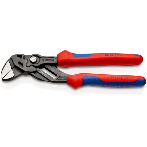 KNIPEX 86 02 180 Pince-clé pince et clé à la fois avec poignées multimatières grise atramentisée 180 mm