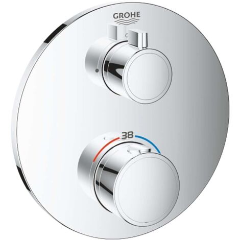 Grohe – Mitigeur de douche Grohtherm 24075 – Tête de robinet 1 sortie FMS – Arrêt de sécurité à 38 °C – Débit 27 l/min sortie B, 30 l/min sortie C