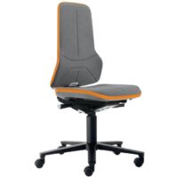 Chaise de bureau rotative Neon avec roulettes, tissu Supertec gris, hauteur réglable 450-620 mm