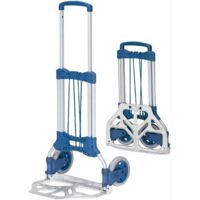Chariot de transport pliant aluminium-acier – Hauteur 1090 mm – Pelle 320 x 480 mm – Roues en polymère sans traces – Poignée télescopique – Websilor