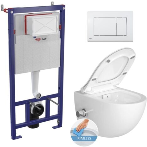 Swiss Aqua Technologies Frame + SAT Infinitio Rimless WC with thermostatic bidet function + White plate (SMARTK-SATClean-M270)