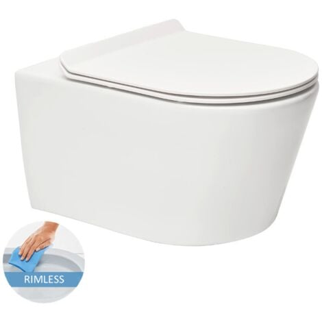 Swiss Aqua Technologies Toilet Frame + SAT rimless WC, invisible fixings + Softclose seat + Matt black plate (SMARTK-Brevis-M678)