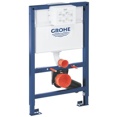 Grohe Toilet set Grohe 0.82m low height Rapid SL frame + Black SAT rimless bowl + Grohe brushed gold flush plate