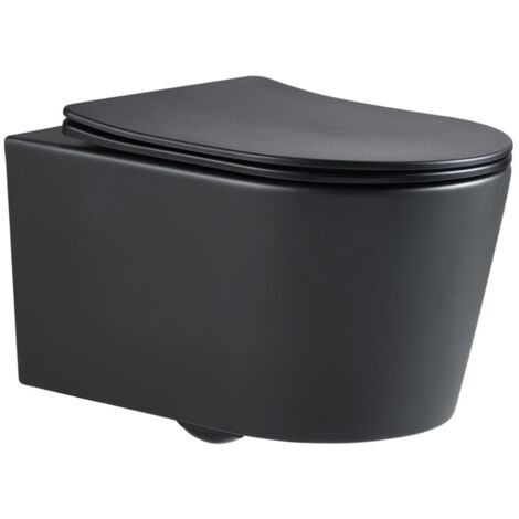 Grohe Toilet set Grohe 0.82m low height Rapid SL frame + Black SAT rimless bowl + Grohe brushed gold flush plate