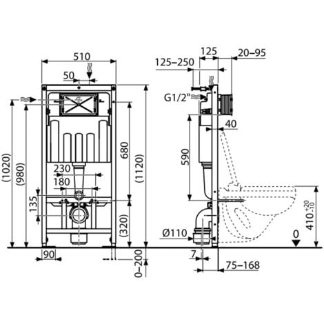 Swiss Aqua Technologies Wall-Hung Toilet Frame + Cistern 112 cm (SATAMSK)