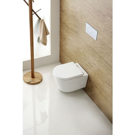 Grohe Toilet Pack low height 0.82m Rapid SL Frame + SAT Rimless Wall-Hung Toilet + Grohe Matt Black Flush Plate (RapidSLSAT-82-KF0)