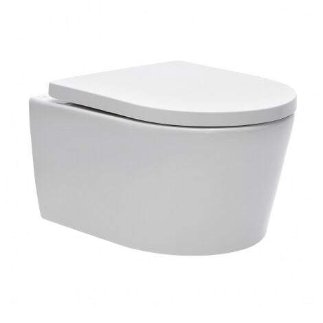 Grohe Rapid SL Toilet Frame + Swiss Aqua Technologies Rimless Toilet + Matt Black Flush Plate (RSLSATKF0)
