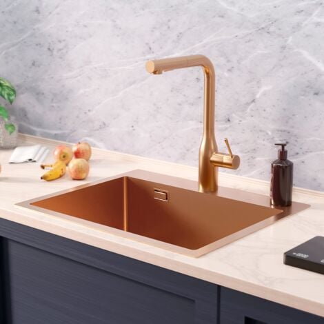 Ceramia Timeless Build-in kitchen sink in stainless steel 304, 1 bowl, 55x45x21 cm, Brushed copper PVD (TMLKST-5545BCP)