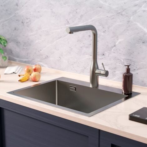 Ceramia Timeless Build-in kitchen sink in stainless steel 304, 1 bowl, 55x45x21 cm, Gun Metal brushed PVD (TMLKST-5545BGM)